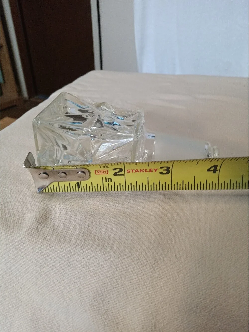 Vintage Square Crystal Decanter Replacement Stopper - Pinwheel Star Cut, Frosted